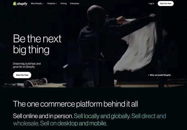 The Shopify ecommerce platform for small business websites.